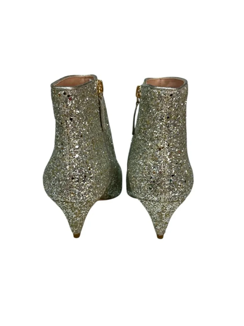 Kate Spade Women's Stan Kitten Heel Glitter Booties Silver Size 8 M